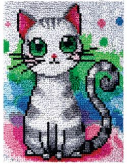 JACAROU - TAPIS CHAT GRIS (GREY CAT) - POINTS NOUÉS (PETIT)